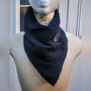 100% Cashmere Handmade Upcycled Kerchief-Style Scarf - Black